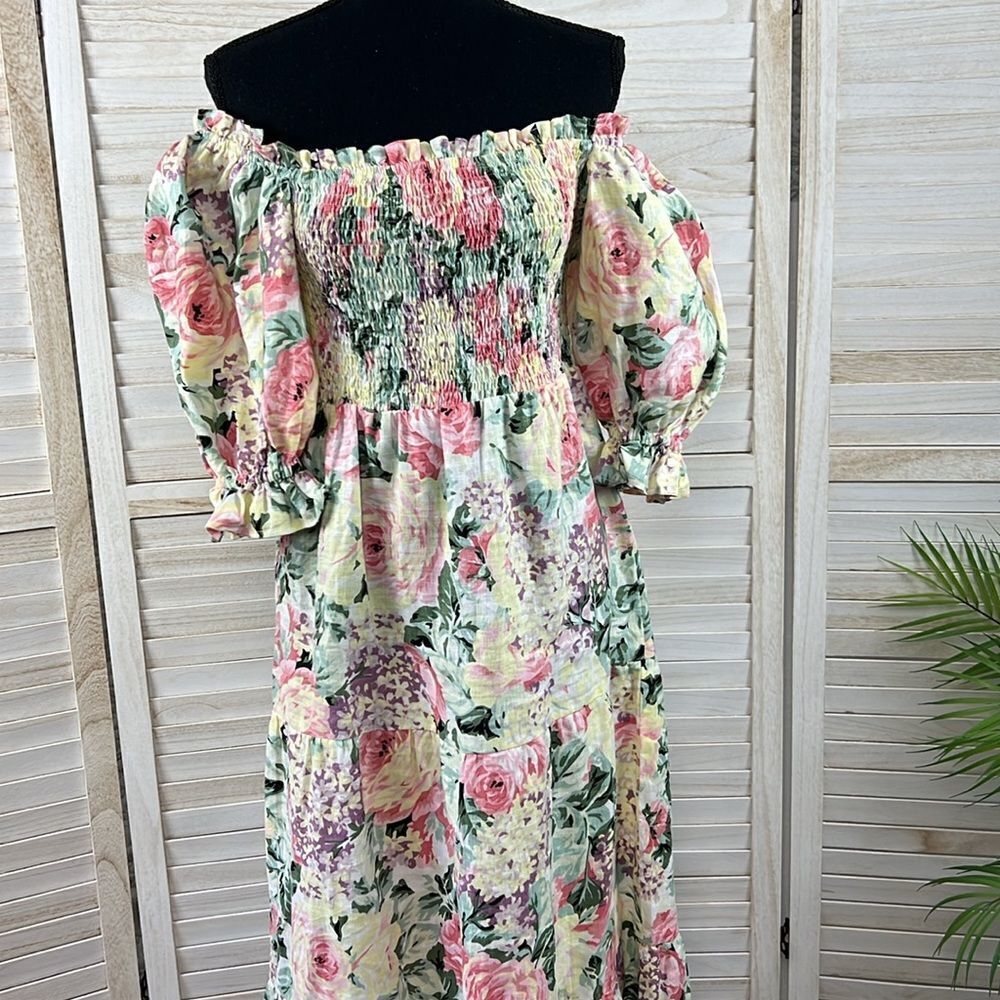 Faithful The Brand De Christian Venissa Floral Linen Midi Dress 6 - Picture 3 of 14